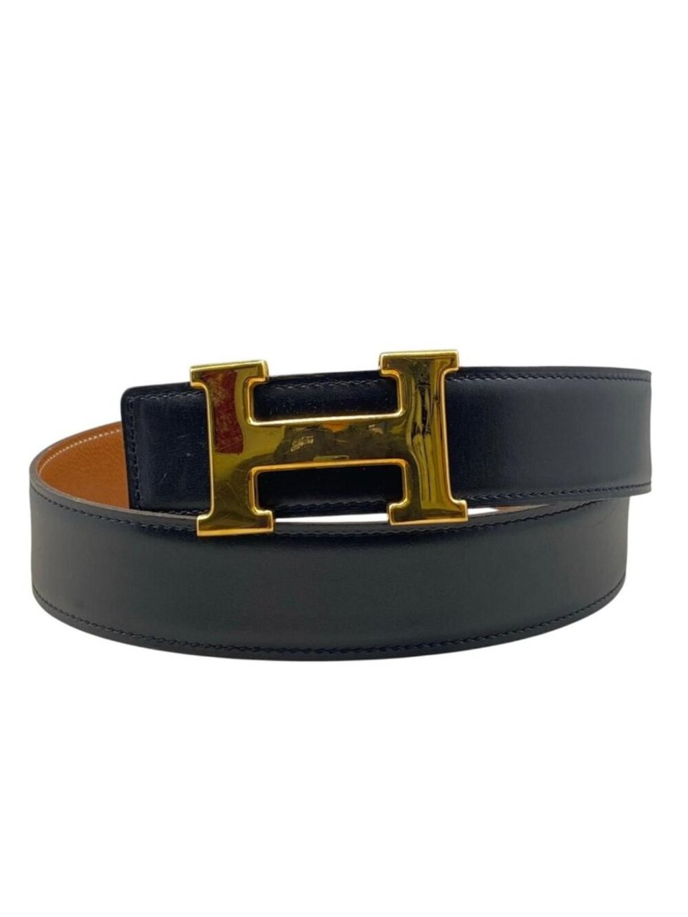 Hermes Belt Constance Reversible 70 Leather Brown Beige Gold